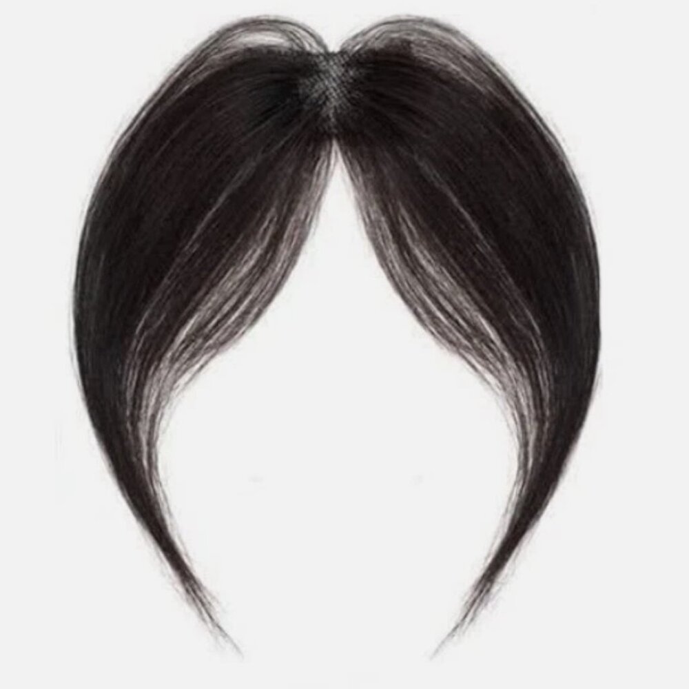 Clip In Lace Air Bangs 100% Human Hair Baby Hair Fringe Invisible Wig Black